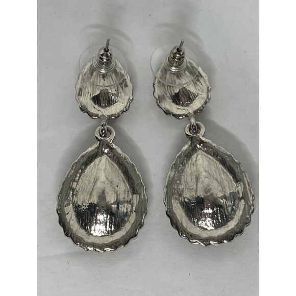Crystal Rhinestone Cocktail Party Prom Pieced Wedding Earrings Teardrop Dangle - Picture 6 of 6